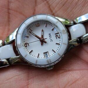 Relic Women Watch Silver/White Tone Analog Quartz Date Calendar Wristwatch
